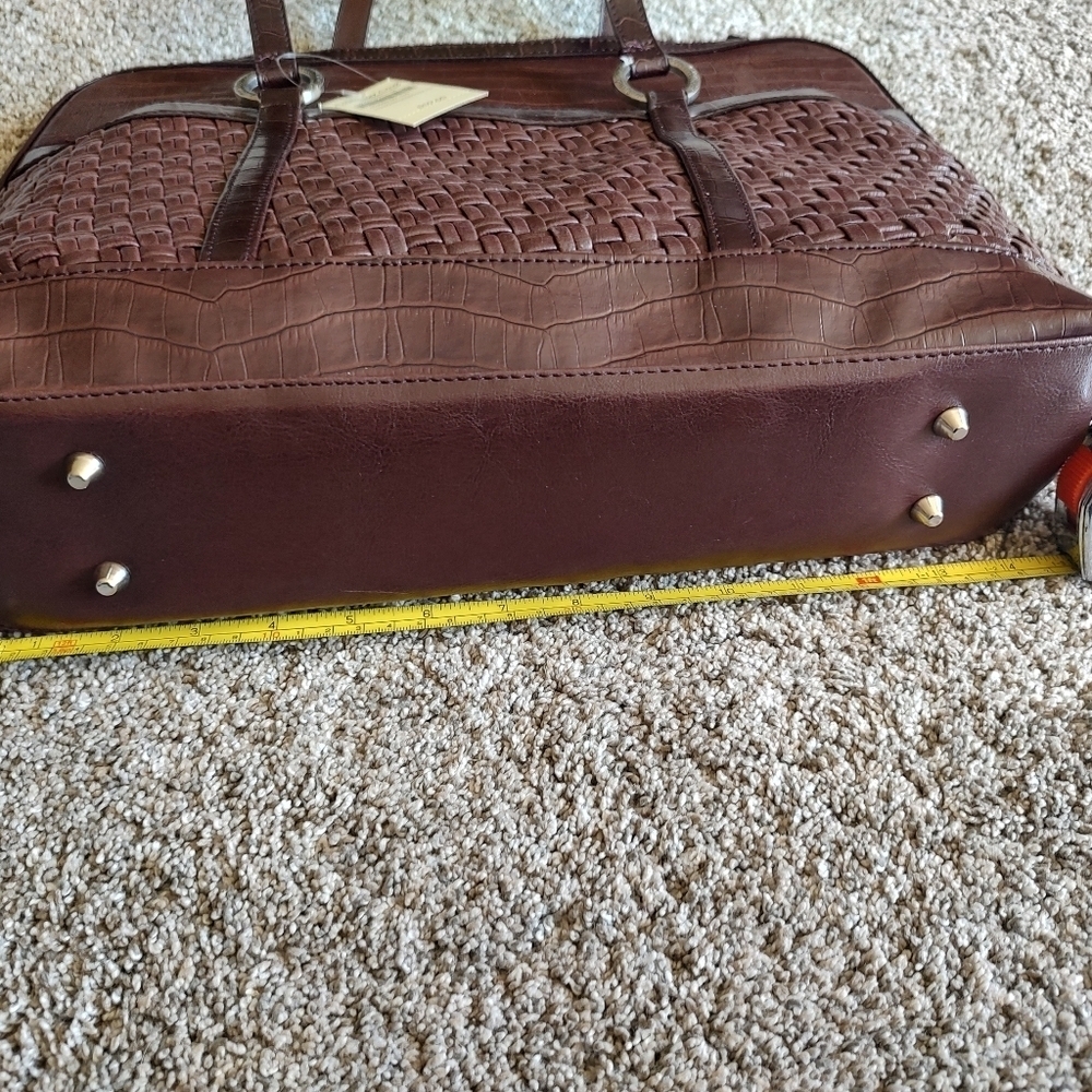 Coldwater Creek Brown Faux Leather Computer Laptop Briefcase Bag NWT! - Picture 8 of 16